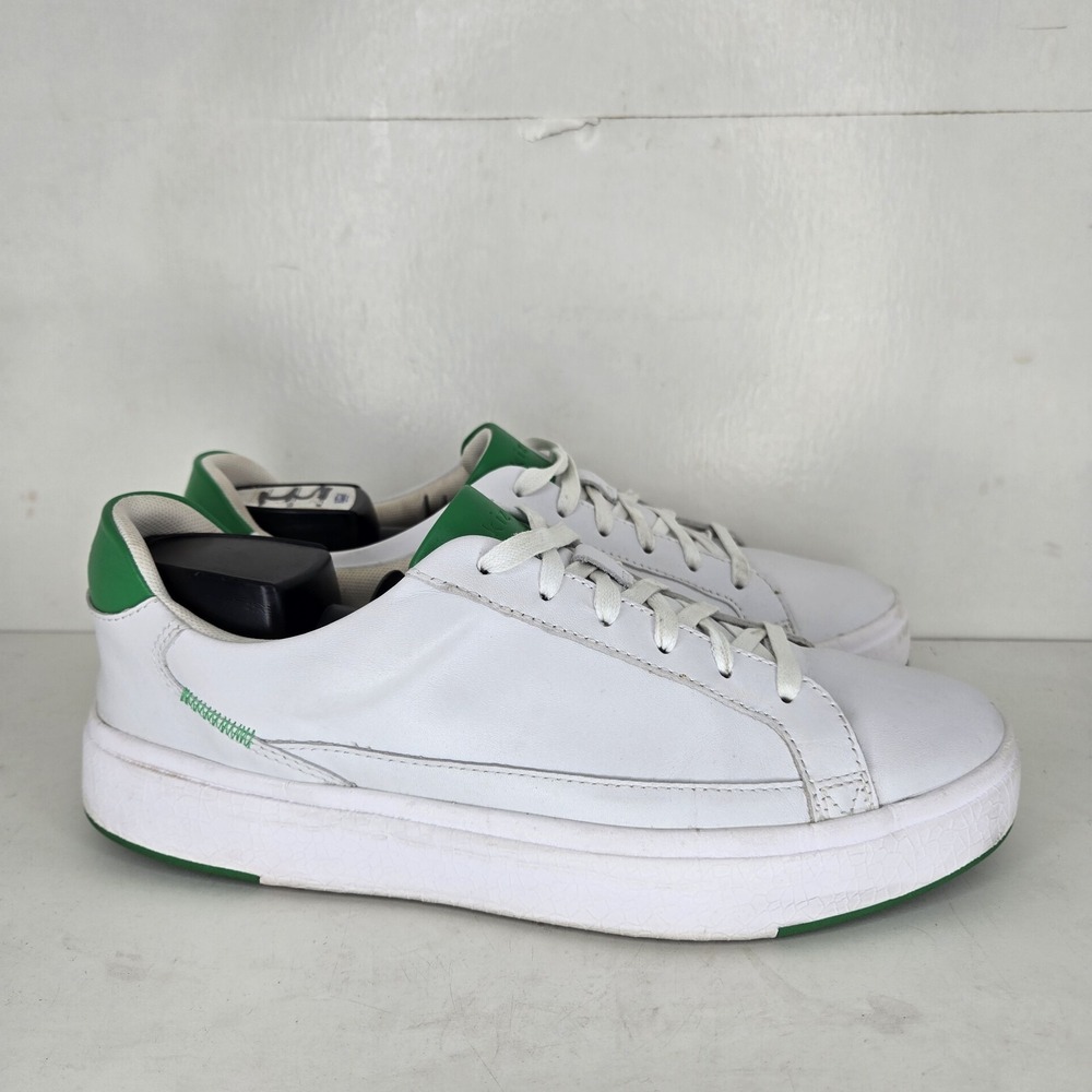 Kizik Hands Free Vegas Shoes White Leather Slip On Lace Up‎ Mens 9 Wmn 10.5